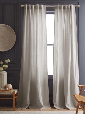 NWT QUINCE Set Of 2 48x84 Heavyweight European Linen Curtains Cloud 0101